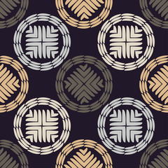 Polka dots seamless pattern. Mosaic of ethnic figures. Patterned texture. Geometric background. Can be used for wallpaper, textile, invitation card, wrapping, web page background.