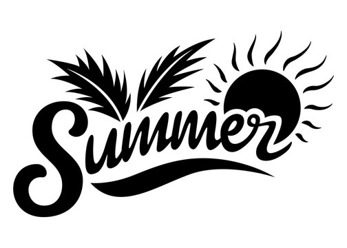 Summer logo. Brush lettering composition isolated on white background. Summer typography. Vector illustration. for print, icon design, web, home decor, fashion, surface, graphic design