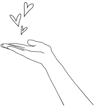 Heart in hands. Hand drawn vector illustration. 