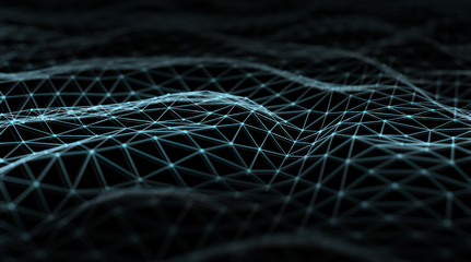 Fototapeta premium Abstract digital network connection on dark background 3D rendering
