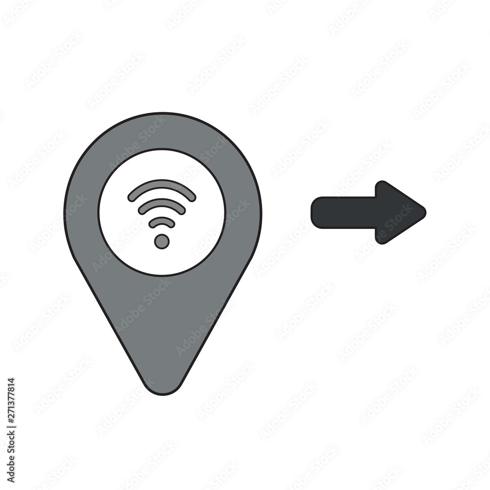 Poster vector icon concept of map pointer with wifi symbol.