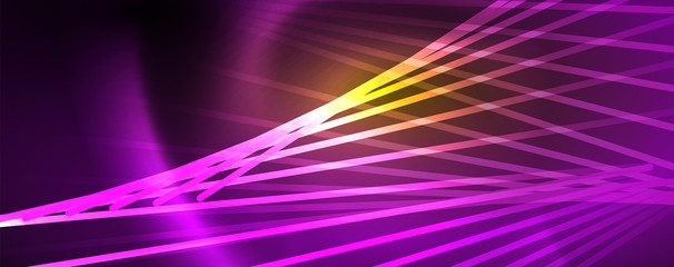 Shiny color neon light with lines, abstract wallpaper, shiny motion, magic space light. Techno abstract background