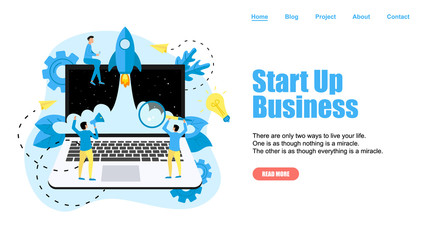 Fototapeta premium Webpage Template. Concept of startup launch of a new online business 