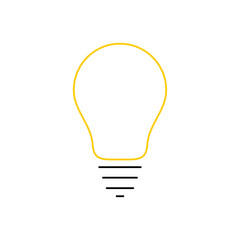 Yellow light bulb thin line icon. Idea and creativity symbol on white background.
