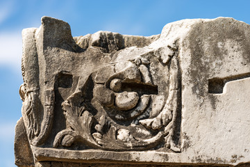Detail of old Roman ruins - Ostia Antica Rome Italy
