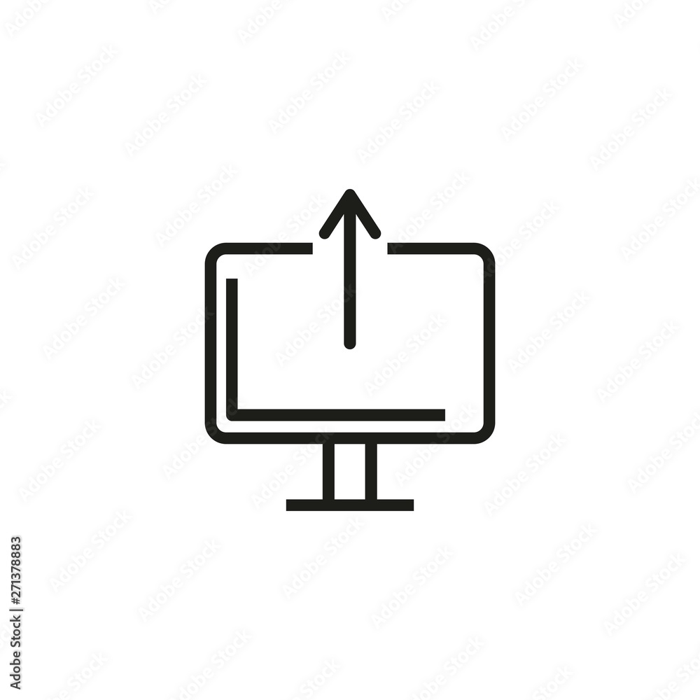 Poster downloading page line icon. computer, interface, connection. software concept. can be used for topic