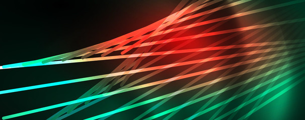 Vector neon light lines concept, abstract background