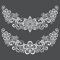 Obraz na płótnie Canvas Vitnahe lace half wreath single vector pattern set - floral lace design collection, retro openwork background