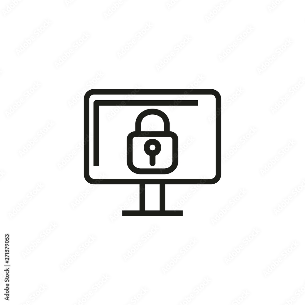 Poster locked page line icon. screen, computer, password. authentication concept. can be used for topics li