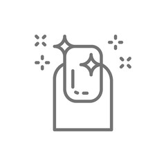 Glossy finish nail polish, manicure salon line icon.