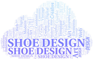 Shoe Design word cloud. Wordcloud made with text only.