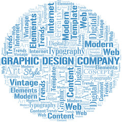 Obraz premium Graphic Design Company word cloud. Wordcloud made with text only.