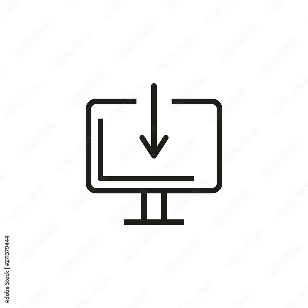 Poster uploading page line icon. computer, information, content. connection concept. can be used for topics