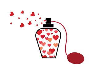 Love potion vector icon. Romantic concept web design. Flask with hearts simple solid icon. Perfume, symbol, logo illustration.