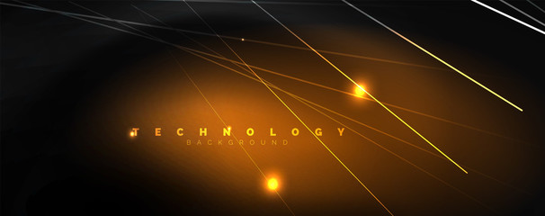 Shiny color neon light with lines, abstract wallpaper, shiny motion, magic space light. Techno abstract background