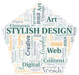 Stylish Design word cloud. Wordcloud made with text only.
