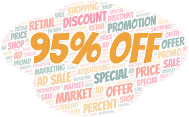 Fototapeta premium 95% Off word cloud. Wordcloud made with text only.