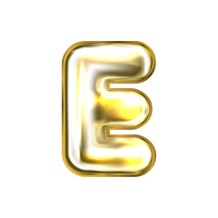 Golden foil balloon, inflated alphabet symbol E