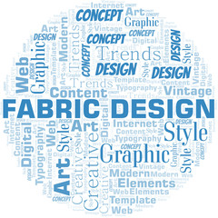 Fototapeta premium Fabric Design word cloud. Wordcloud made with text only.