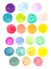 Circle shape design elements. Set of multicolored watercolor, Abstract illustration on a white background