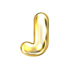Golden foil balloon, inflated alphabet symbol J