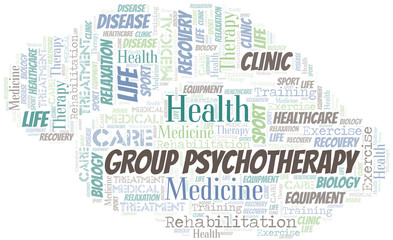 Fototapeta premium Group Psychotherapy word cloud. Wordcloud made with text only.