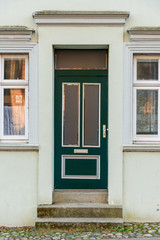Old wooden front door in house. Luneburg. Germany