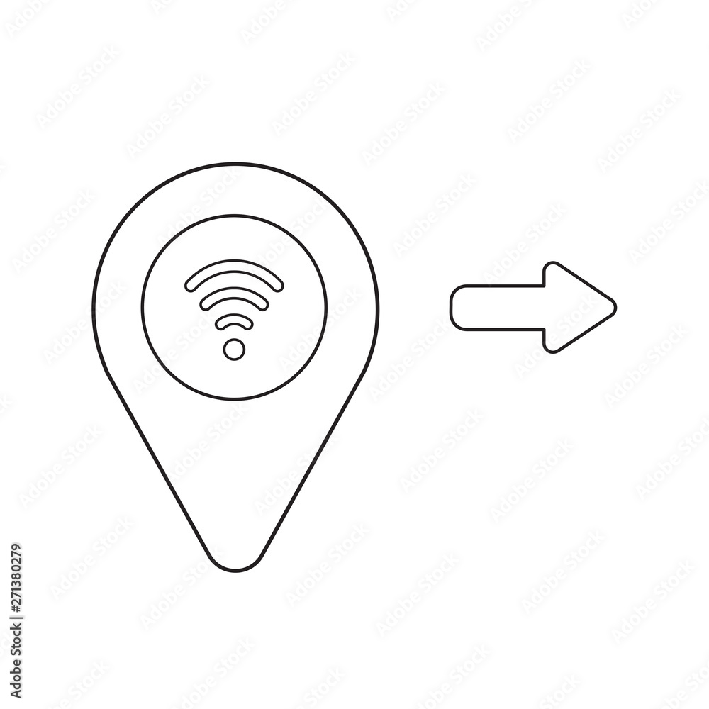 Aufkleber vector icon concept of map pointer with wifi symbol.