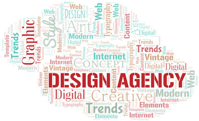 Fototapeta premium Design Agency word cloud. Wordcloud made with text only.