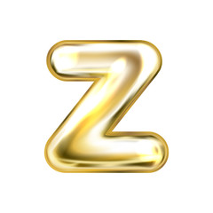 Naklejka premium Golden foil balloon, inflated alphabet symbol Z