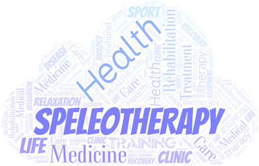 Speleotherapy word cloud. Wordcloud made with text only.