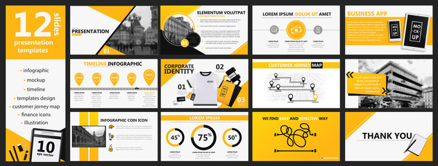 Yellow and black presentation templates 