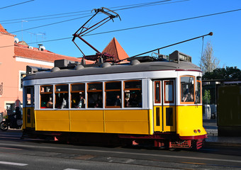 Fototapeta na wymiar old tram in lisbon portugal