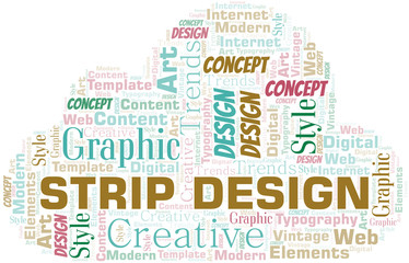 Strip Design word cloud. Wordcloud made with text only.