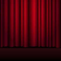 Red curtains stage, theater or opera background with spotlight.