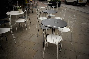 tables and chairs in cafe