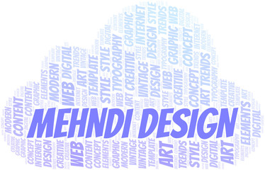 Obraz premium Mehndi Design word cloud. Wordcloud made with text only.