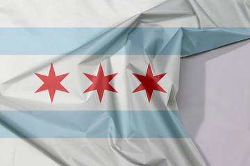 Fabric Chicago flag crepe and crease with white space, the city of Chicago is the most populous...
