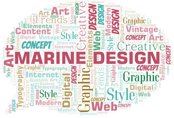 Marine Design word cloud. Wordcloud made with text only.