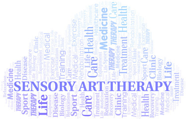 Fototapeta premium Sensory Art Therapy word cloud. Wordcloud made with text only.