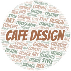 Cafe Design word cloud. Wordcloud made with text only.