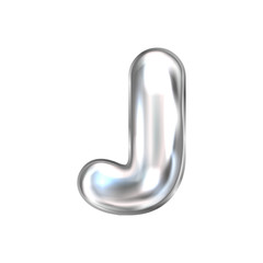 Silver perl foil balloon, inflated alphabet symbol J