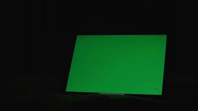 Green screen on tablet computer with mark , Chroma key.