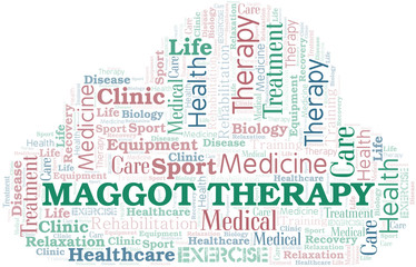 Maggot Therapy word cloud. Wordcloud made with text only.