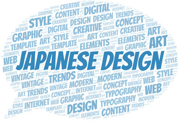 Obraz premium Japanese Design word cloud. Wordcloud made with text only.