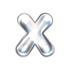 Silver perl foil balloon, inflated alphabet symbol X