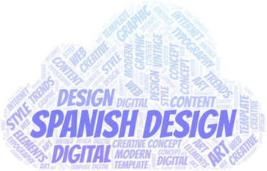 Obraz premium Spanish Design word cloud. Wordcloud made with text only.