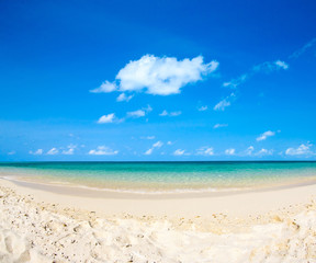 tropical Maldives island with white sandy beach and sea