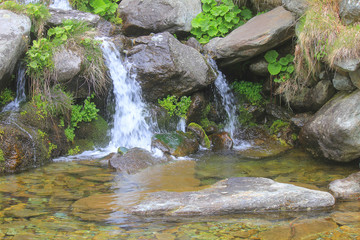small waterfalls in the stream