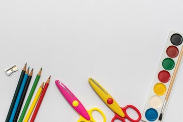 color pencils on white background